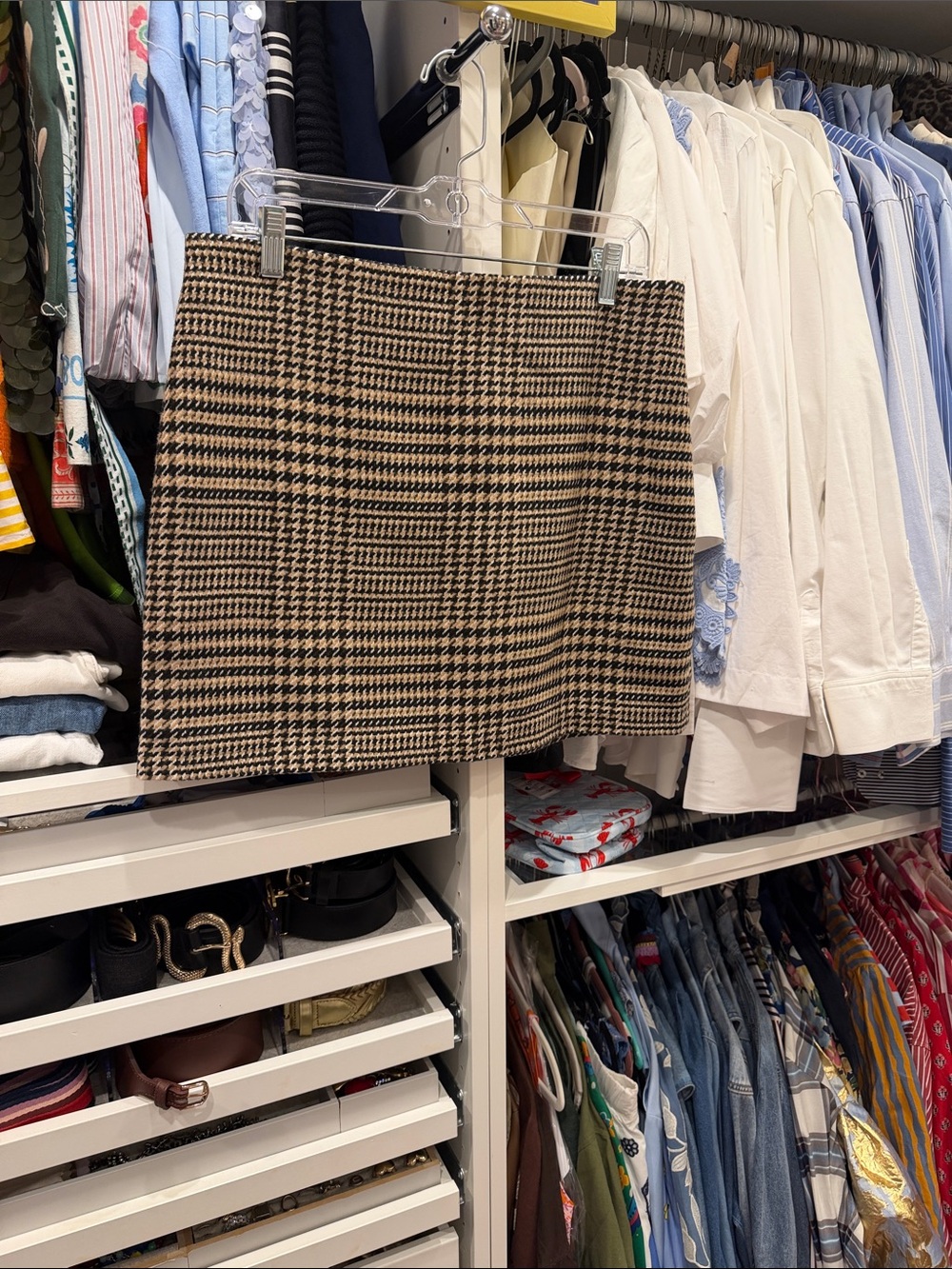 H&M Checked Tweed Mini Skirt in Black and Tan